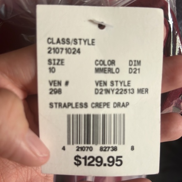 Strapless crimson thigh slit David’s Bridal gown - Picture 6 of 6